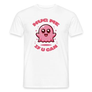 Pink ghost, hug me if you can. - Men's T-Shirt - white - Front - AI Model Male 178 dark (178cm)