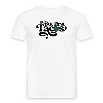 Cœurs rayés dessinés à la main sur fond noir - T-shirt homme - blanc - Devant - AI Model Male 178 dark (178cm)