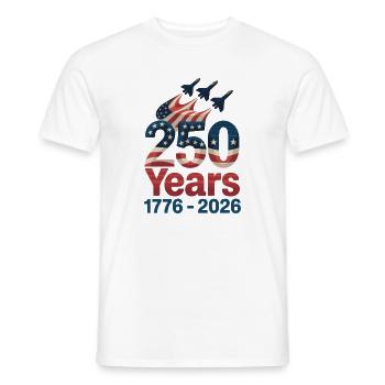 USA 250 Bannière des années 1776-2026 avec étoiles - T-shirt homme - blanc - Devant - AI Model Male 178 dark (178cm)