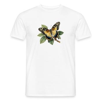 Machaon ou Grand porte-queue, Papilio machaon  - T-shirt homme - blanc - Devant - AI Model Male 178 dark (178cm)