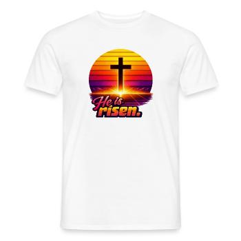 Il est ressuscité Sunset rétro - T-shirt homme - blanc - Devant - AI Model Male 178 dark (178cm)