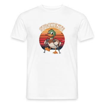  Stockente Lustiges Wortspiel Ente Mit Krücken - Männer T-Shirt - Weiß - Vorne - AI Model Male 178 dark (178cm)