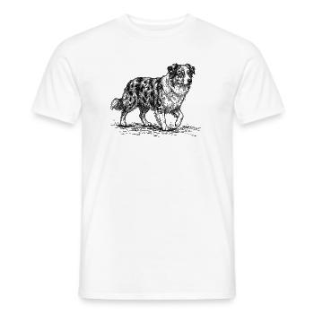 Australian Shepherd Sketch – Hund Design - Männer T-Shirt - Weiß - Vorne - AI Model Male 178 dark (178cm)