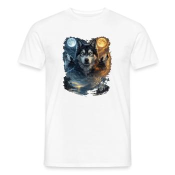 Two Moons Siberian Husky - Men's T-Shirt - white - Front - AI Model Male 178 dark (178cm)