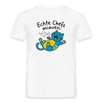 Fröhliche blaue Katze Miauen - Männer T-Shirt - Weiß - Vorne - AI Model Male 178 dark (178cm)