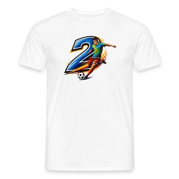 Conception d’action du joueur de maillot numéro 2 - T-shirt homme - blanc - Devant - AI Model Male 178 dark (178cm)