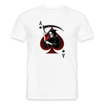 Reaper mit Sense auf dem Ass der Schwerter - Männer T-Shirt - Weiß - Vorne - AI Model Male 178 dark (178cm)
