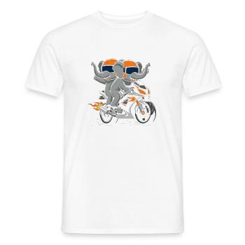 Elephant duo on motorcycle adventure - Men's T-Shirt - white - Front - AI Model Male 178 dark (178cm)