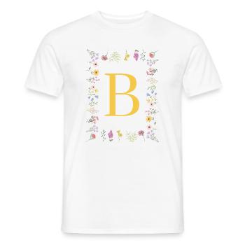 Florale Initialen "B", Buchstaben Monogramm  - Männer T-Shirt - Weiß - Vorne - AI Model Male 178 dark (178cm)