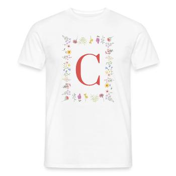 Florale Initialen "C", Buchstaben Monogramm  - Männer T-Shirt - Weiß - Vorne - AI Model Male 178 dark (178cm)
