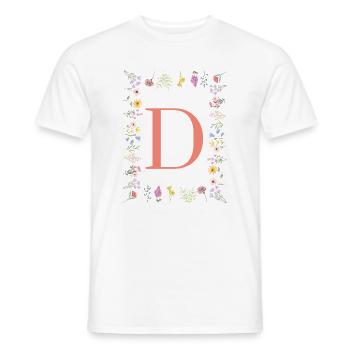Florale Initialen "D", Buchstaben Monogramm  - Männer T-Shirt - Weiß - Vorne - AI Model Male 178 dark (178cm)