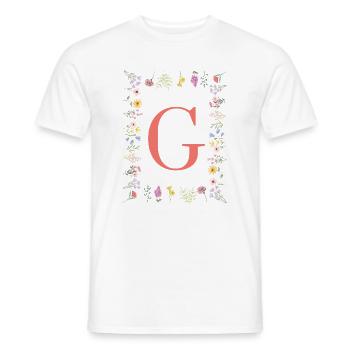Florale Initialen "G", Buchstaben Monogramm - Männer T-Shirt - Weiß - Vorne - AI Model Male 178 dark (178cm)