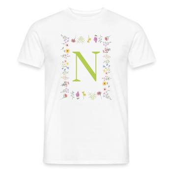 Florale Initialen " N ", Buchstaben Monogramm  - Männer T-Shirt - Weiß - Vorne - AI Model Male 178 dark (178cm)