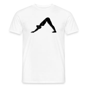 Silhouette de yoga canin face vers le bas - T-shirt homme - blanc - Devant - AI Model Male 178 dark (178cm)