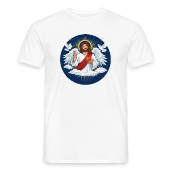 Himmlische Liebe: Jesus mit Herz - Männer T-Shirt - Weiß - Vorne - AI Model Male 178 dark (178cm)
