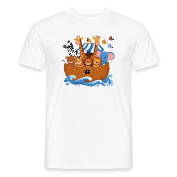 L’Arche de Noé : Animaux pour enfants Giraffe Éléphant mignon - T-shirt homme - blanc - Devant - AI Model Male 178 dark (178cm)