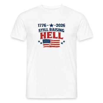 1776-2026 Toujours en train de faire le scandale 4 juillet aux États-Unis - T-shirt homme - blanc - Devant - AI Model Male 178 dark (178cm)