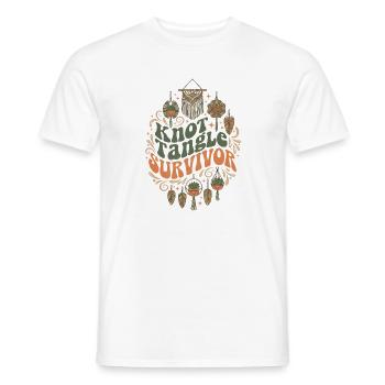 Le chaos des nœuds a survécu | Macramé Bohême - T-shirt homme - blanc - Devant - AI Model Male 178 dark (178cm)