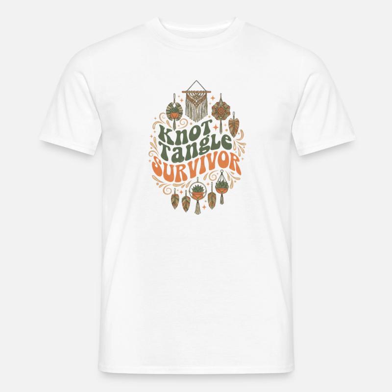 Knotenchaos überlebt | Makramee Boho - Männer T-Shirt - Weiß