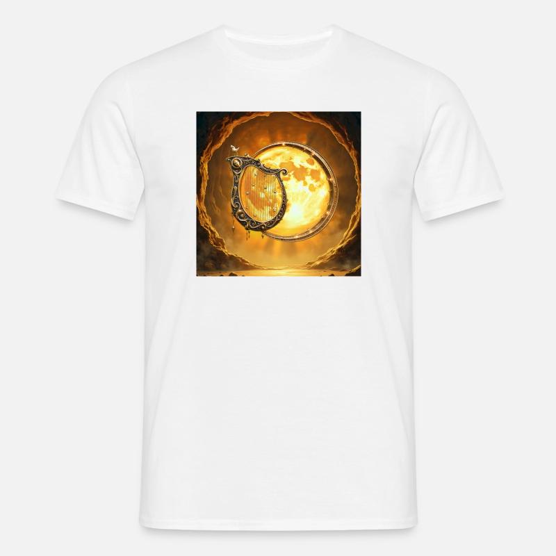 Luna d'Oro e Arpa Ornamentale - Maglietta da uomo - bianco