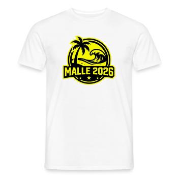 Malle 2026 Beach Palm Trees - Men's T-Shirt - white - Front - AI Model Male 178 dark (178cm)