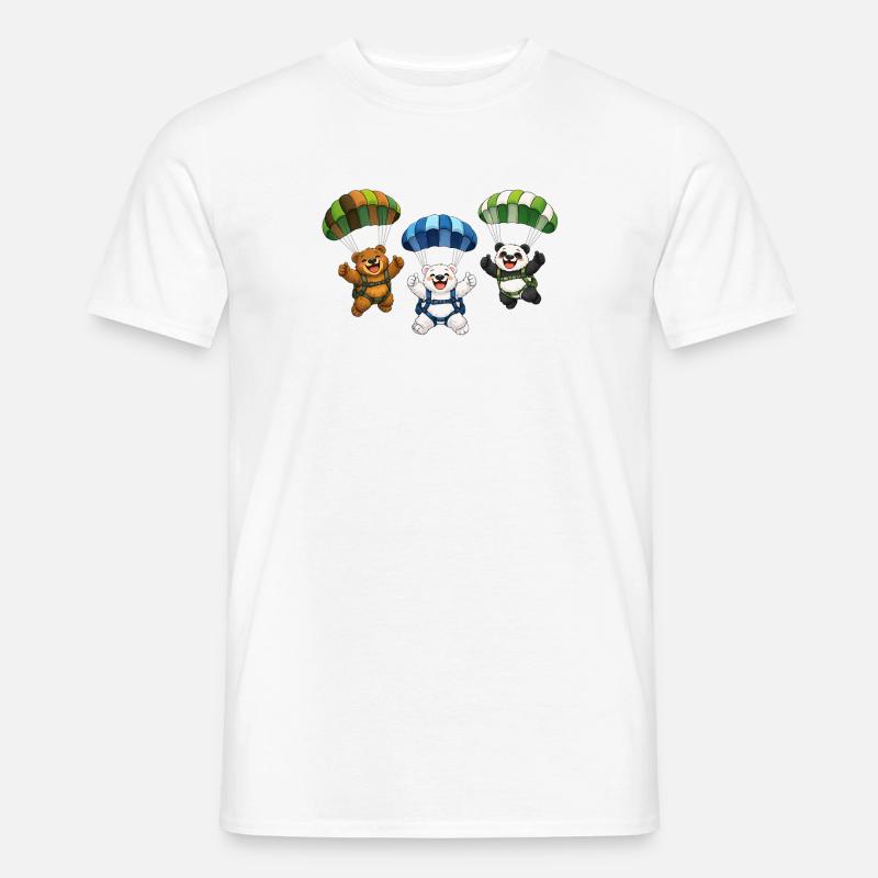 Drei Bären springen mit einem Fallschirm - Männer T-Shirt - Weiß