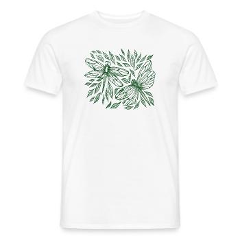 Dragonflies and Leaves Botanical - Men's T-Shirt - white - Front - AI Model Male 178 dark (178cm)