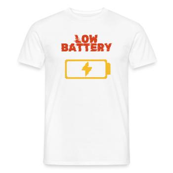 Low Battery Mood Funny Lazy Energy Shirt - Men's T-Shirt - white - Front - AI Model Male 178 dark (178cm)