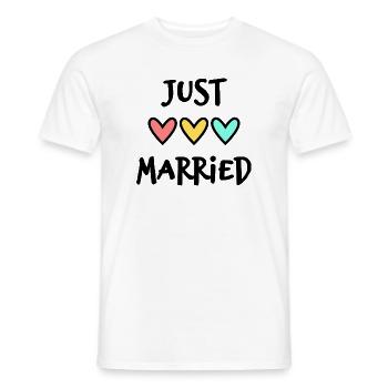 GERADE VERHEIRATET. Junggesellinnenabschied. VALENTINSTAG. PAAR - Männer T-Shirt - Weiß - Vorne - AI Model Male 178 dark (178cm)