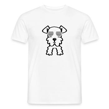 Schnauzer cool avec lunettes de soleil minimaliste - T-shirt homme - blanc - Devant - AI Model Male 178 dark (178cm)