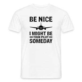 Soyez gentils, je pourrais être votre pilote, humour drôle d’aviation. - T-shirt homme - blanc - Devant - AI Model Male 178 dark (178cm)