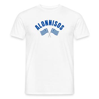 Alonnisos Crossed Greek Flags  - Men's T-Shirt - white - Front - AI Model Male 178 dark (178cm)