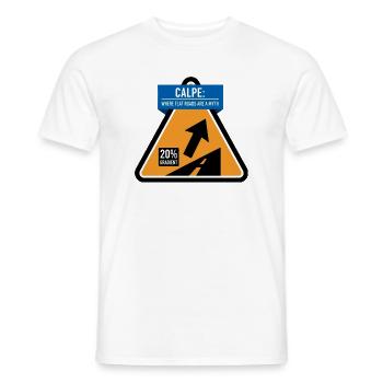 Calpe Cycling Steep Road Sign  - Men's T-Shirt - white - Front - AI Model Male 178 dark (178cm)