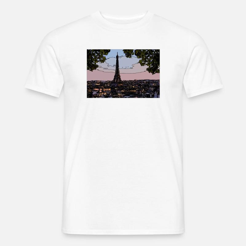 Paris Abendstimmung am Eiffelturm - Männer T-Shirt - Weiß