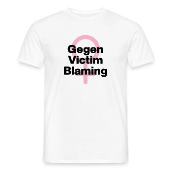 GEGEN VICTIM BLAMING – JETZT! ♀ FEMALE POWER GIRLS - Männer T-Shirt - Weiß - Vorne - AI Model Male 178 dark (178cm)