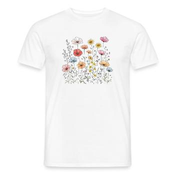 Wildblumen Blumen Blumen Botanischer Naturgarten - Männer T-Shirt - Weiß - Vorne - AI Model Male 178 dark (178cm)