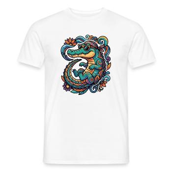 Retro Crocodile Creative Tropics Pattern Summery - Men's T-Shirt - white - Front - AI Model Male 178 dark (178cm)