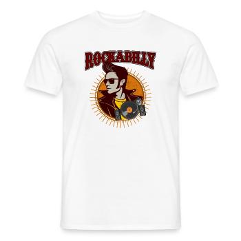 Graphique de vinyle de musique rétro rockabilly - T-shirt homme - blanc - Devant - AI Model Male 178 dark (178cm)
