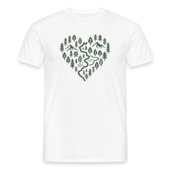 Wandern Herz mit Berg- und Waldlandschaft  - Männer T-Shirt - Weiß - Vorne - AI Model Male 178 dark (178cm)