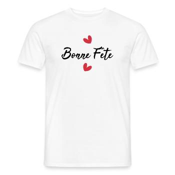 BONNE FÊTE. FÊTE DES MÈRES. FÊTE DES PÈRES. FÊTE - T-shirt homme - blanc - Devant - AI Model Male 178 dark (178cm)