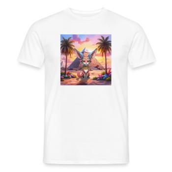 Pharao-Katze bei Sonnenuntergang - Männer T-Shirt - Weiß - Vorne - AI Model Male 178 dark (178cm)