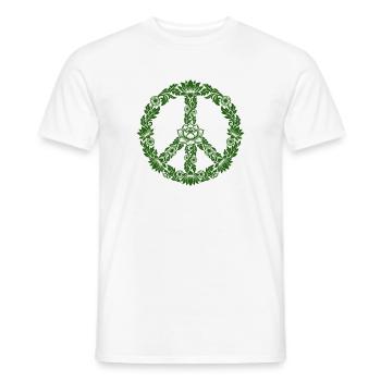 Peace Zeichen Blumen Floral Boho Style - Männer T-Shirt - Weiß - Vorne - AI Model Male 178 dark (178cm)