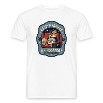 Katzenfreund Kino Abend Humor - Männer T-Shirt - Weiß - Vorne - AI Model Male 178 dark (178cm)