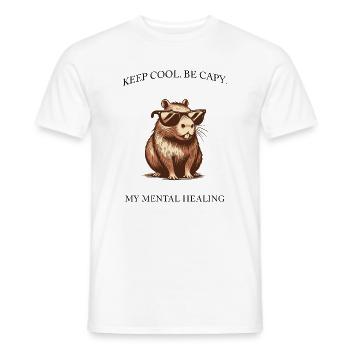 Capybara - Keep Cool, Be Capy - Design minimaliste - T-shirt homme - blanc - Devant - AI Model Male 178 dark (178cm)