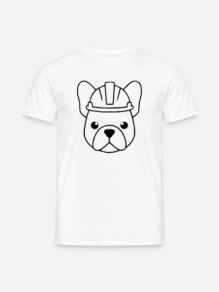 Frenchie Bauhelm Kopf Outline - Männer T-Shirt - Weiß