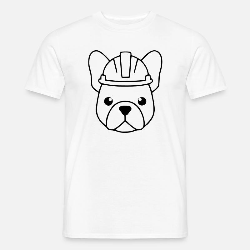 Frenchie Bauhelm Kopf Outline - Männer T-Shirt - Weiß