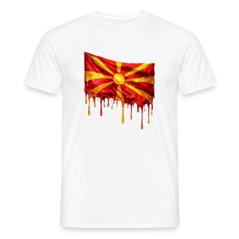 Macedonian Flag Drop - Men's T-Shirt - white - Front - AI Model Male 178 dark (178cm)