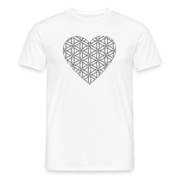 Cœur avec fleur de vie - Amour, spiritualité et style - T-shirt homme - blanc - Devant - AI Model Male 178 dark (178cm)