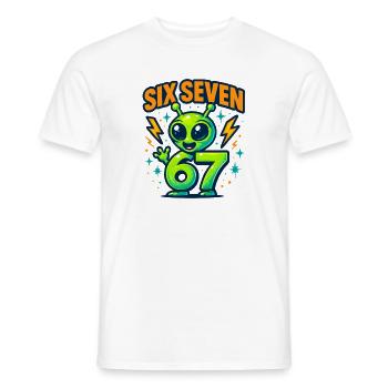 Six Seven 67 Italian Brainrot Alien Humor Funny - Men's T-Shirt - white - Front - AI Model Male 178 dark (178cm)