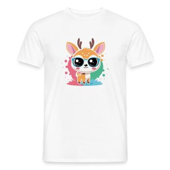 Adorable Deer Blue Glasses - Men's T-Shirt - white - Front - AI Model Male 178 dark (178cm)